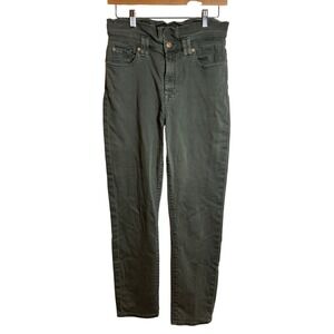 7 For All Mankind Womens 28 Olive Green Distressed High Rise Straight Leg Jeans